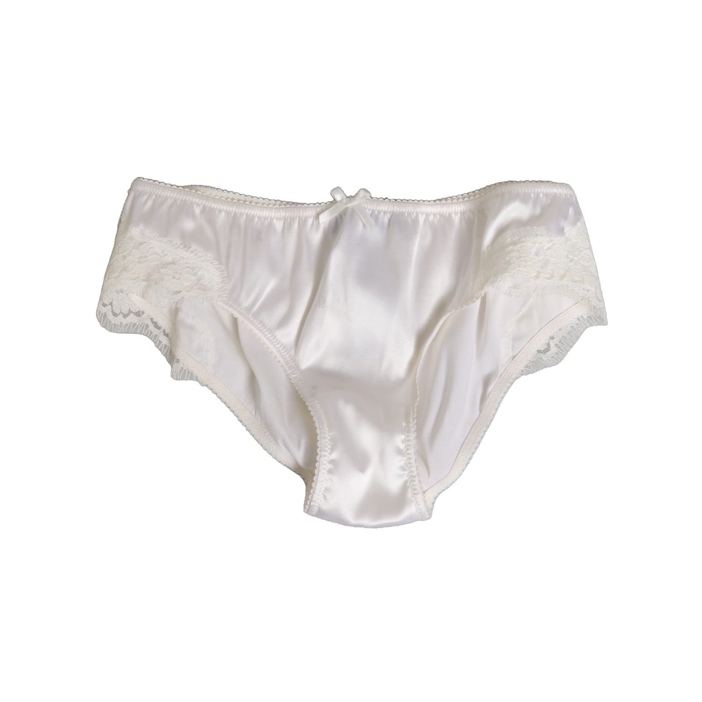 Dolce & Gabbana White Silk Satin Floral Lace Panty Brief Underwear