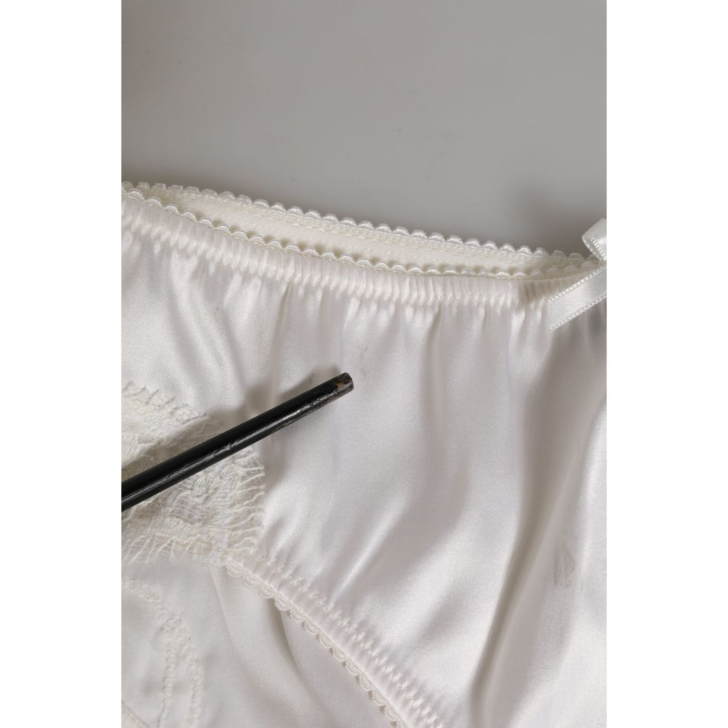 Dolce & Gabbana White Silk Satin Floral Lace Panty Brief Underwear