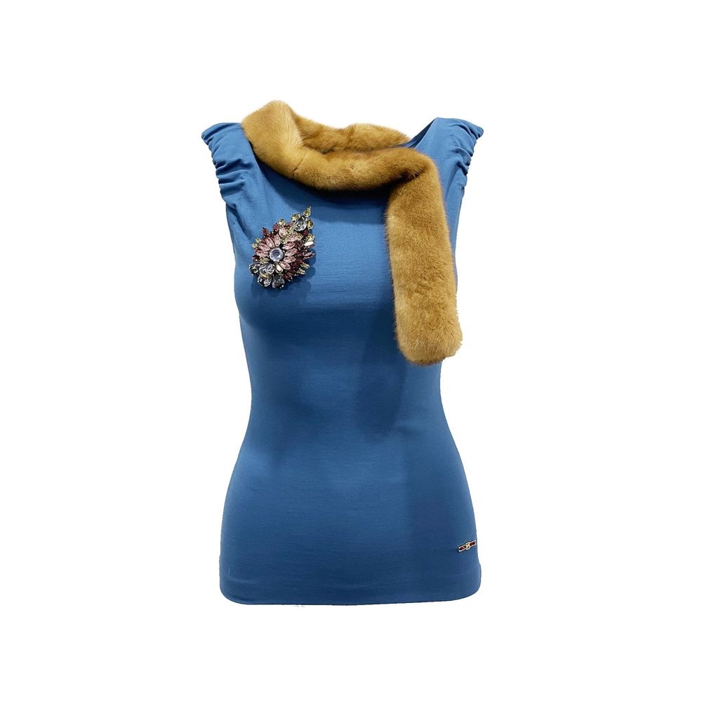 Dsquared² Blue Viscose Tank Tops 1728,75611013280,Blue,Clothing,Dsquared²,New with tags,S,T-Shirts - Clothing,Tank Tops - T-Shirts - Clothing,Women