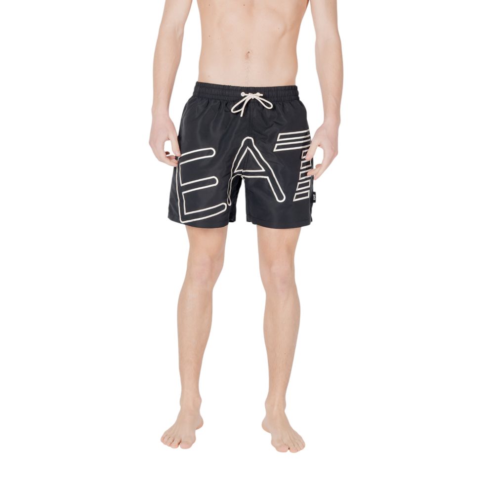 EA7 Emporio Armani Black Polyester Swim Shorts EA7 Emporio Armani