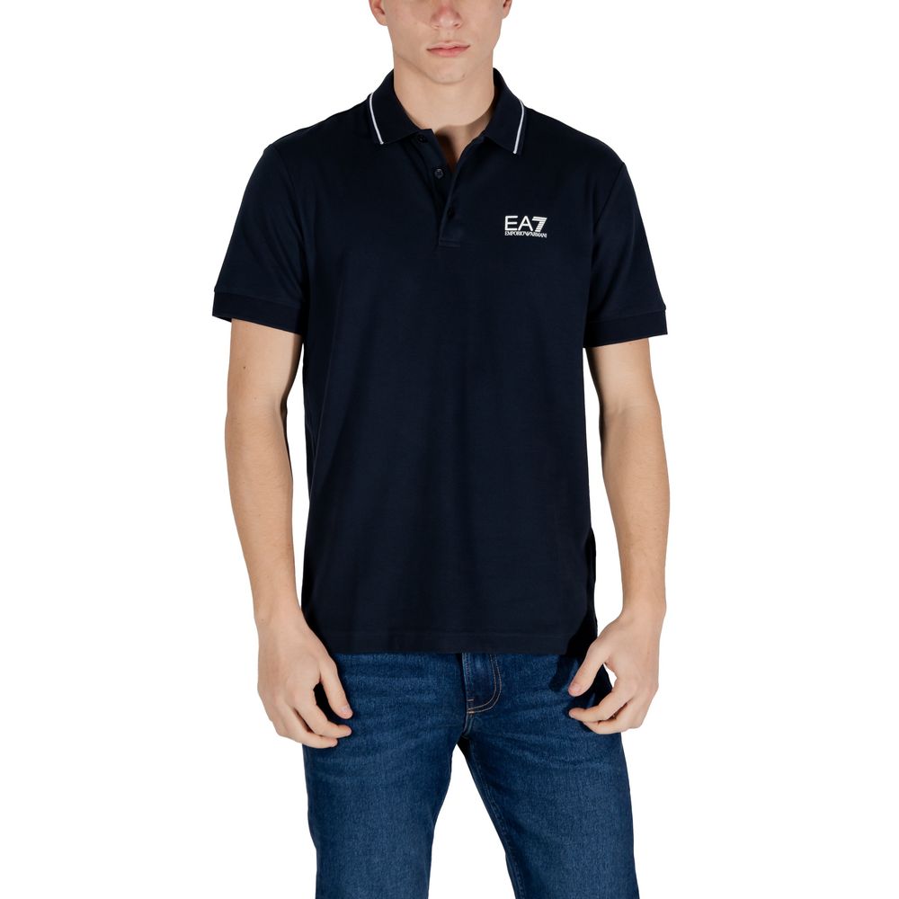 EA7 Emporio Armani Blue Cotton Polo Shirt EA7 Emporio Armani