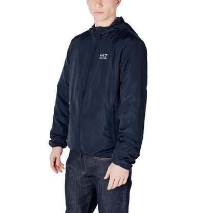 EA7 Emporio Armani Blue Polyester Shell Jacket EA7 Emporio Armani
