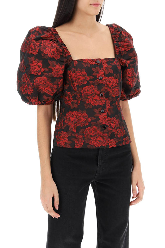 Ganni blouse in floral jacquard