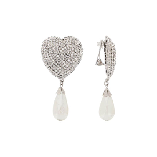 Alessandra Rich heart crystal earrings with pearls Earrings Alessandra Rich