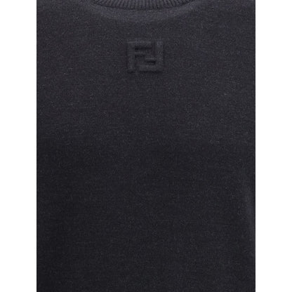Fendi Black Fleece Wool Sweatshirt Fendi