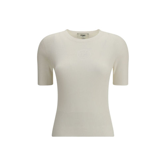 Fendi White Silk T-Shirt Fendi