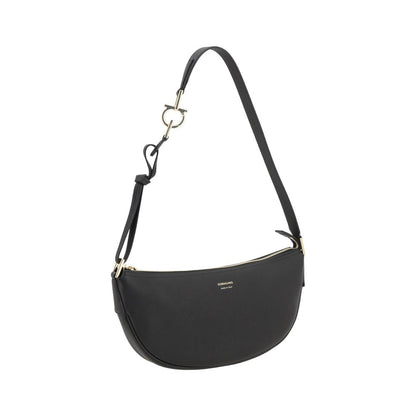 Ferragamo Black Calf Leather Bos Taurus Shoulder Bag Ferragamo