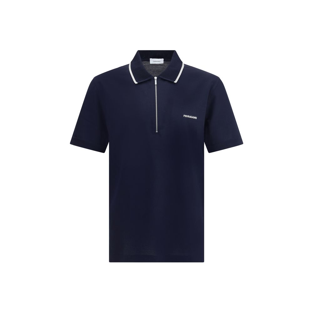 Ferragamo Blue Cotton Polo Shirt Ferragamo