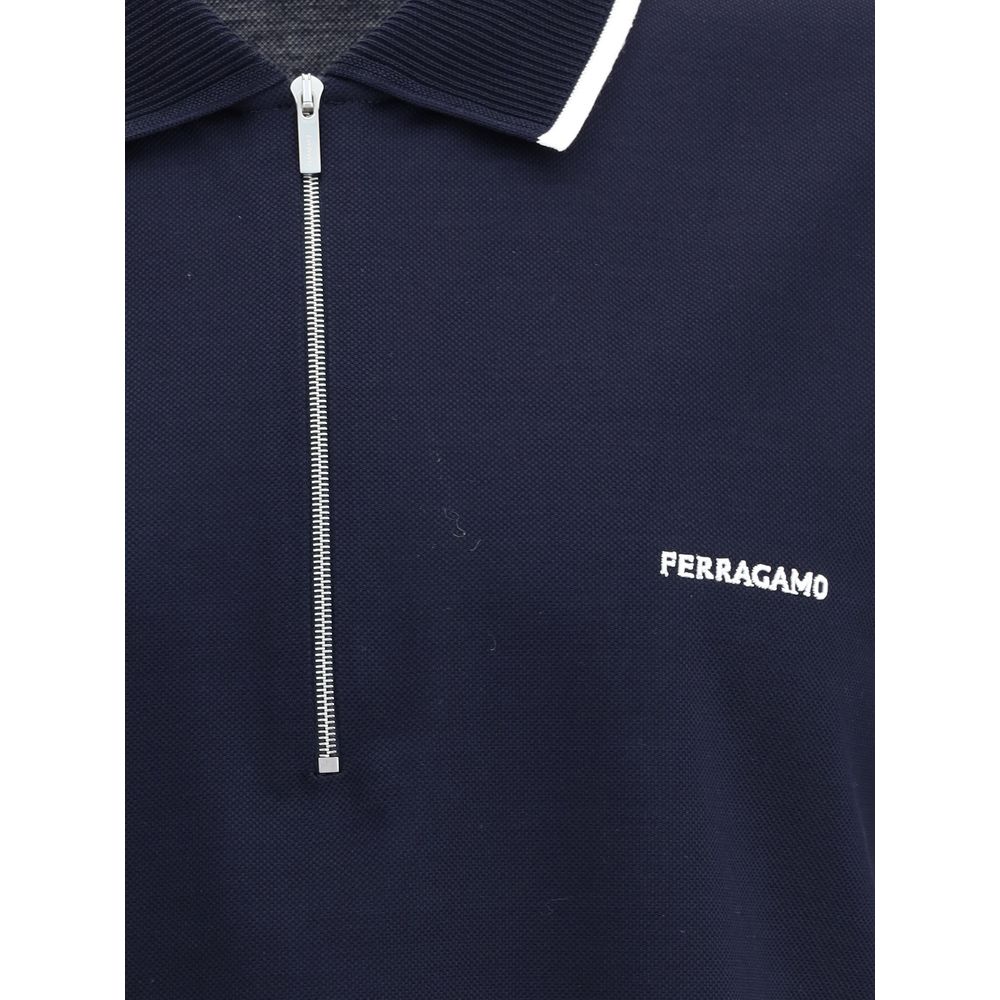 Ferragamo Blue Cotton Polo Shirt Ferragamo