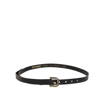 GF Ferre Black Leather Slim Gold Tone Buckle Waist Men Belt