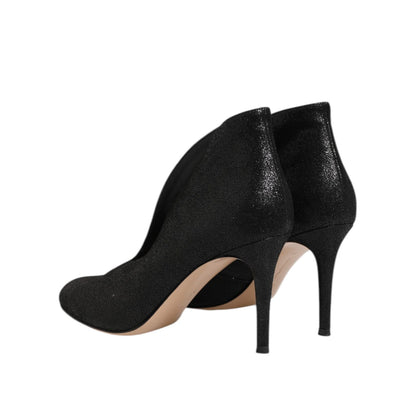 Gianvito Rossi Metallic Black Pump Stiletto Heels Shoes Gianvito Rossi