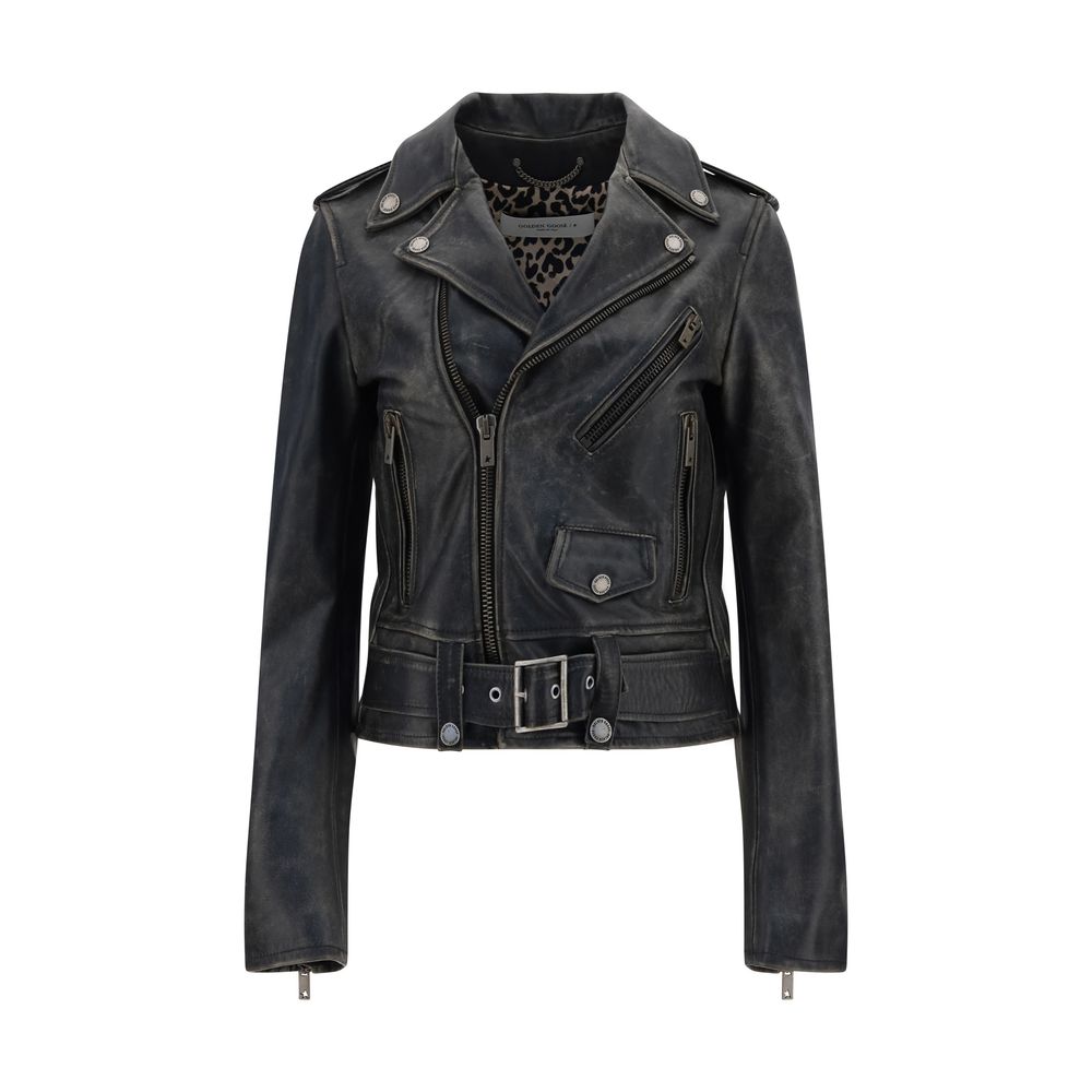 Golden Goose Black Calf Leather Bos Taurus Biker Jacket Golden Goose
