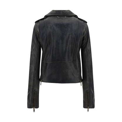 Golden Goose Black Calf Leather Bos Taurus Biker Jacket Golden Goose