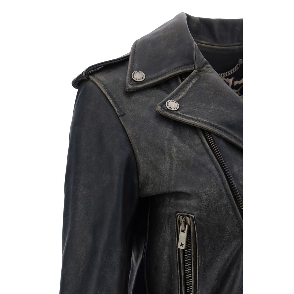 Golden Goose Black Calf Leather Bos Taurus Biker Jacket Golden Goose