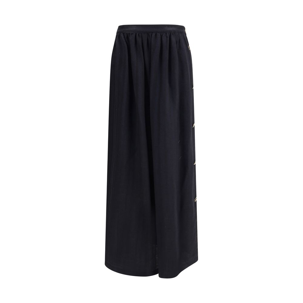 Kristina Ti Black Fleece Wool Long Skirt Kristina Ti