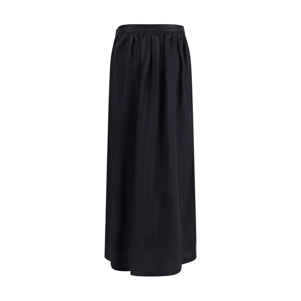 Kristina Ti Black Fleece Wool Long Skirt Kristina Ti
