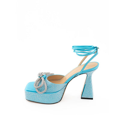 MACH & MACH Blue Leather Platform Sandals
