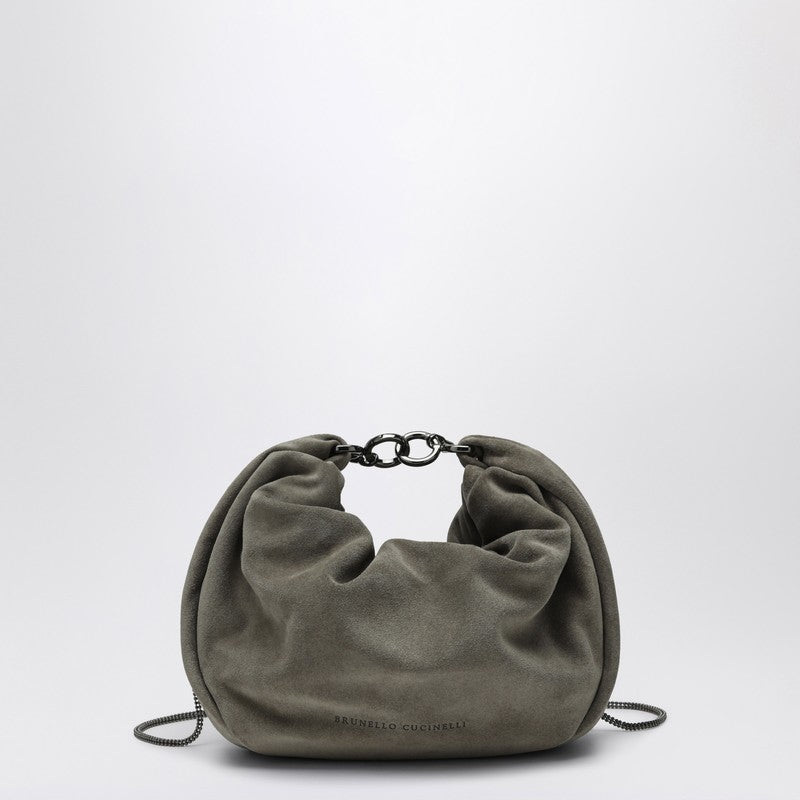 Brunello Cucinelli Hobo Brioche Bag in Grey/Sage Green Suede MBHID2666LE/Q_CUCIN-C2657_100