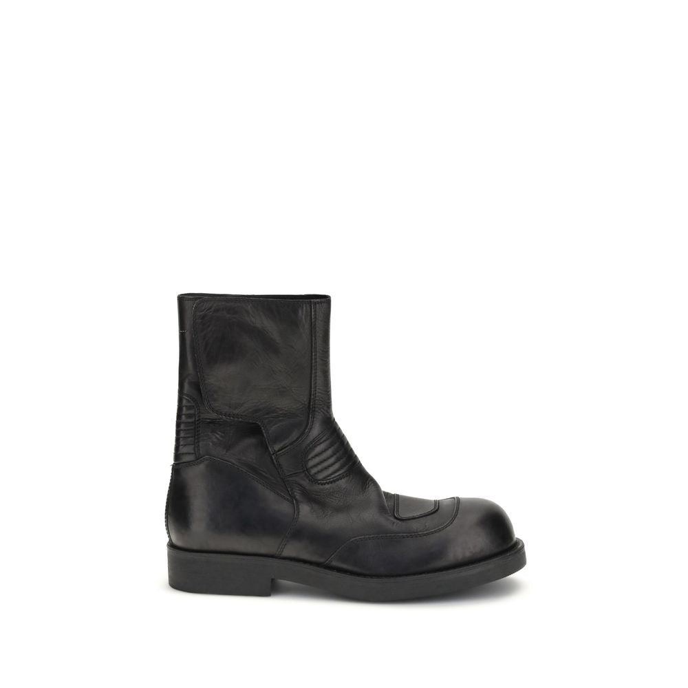 MM6 Black Leather Ankle Boots MM6