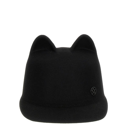 Maison Michel Black Rabbit Fur Cap (Baseball Hat)