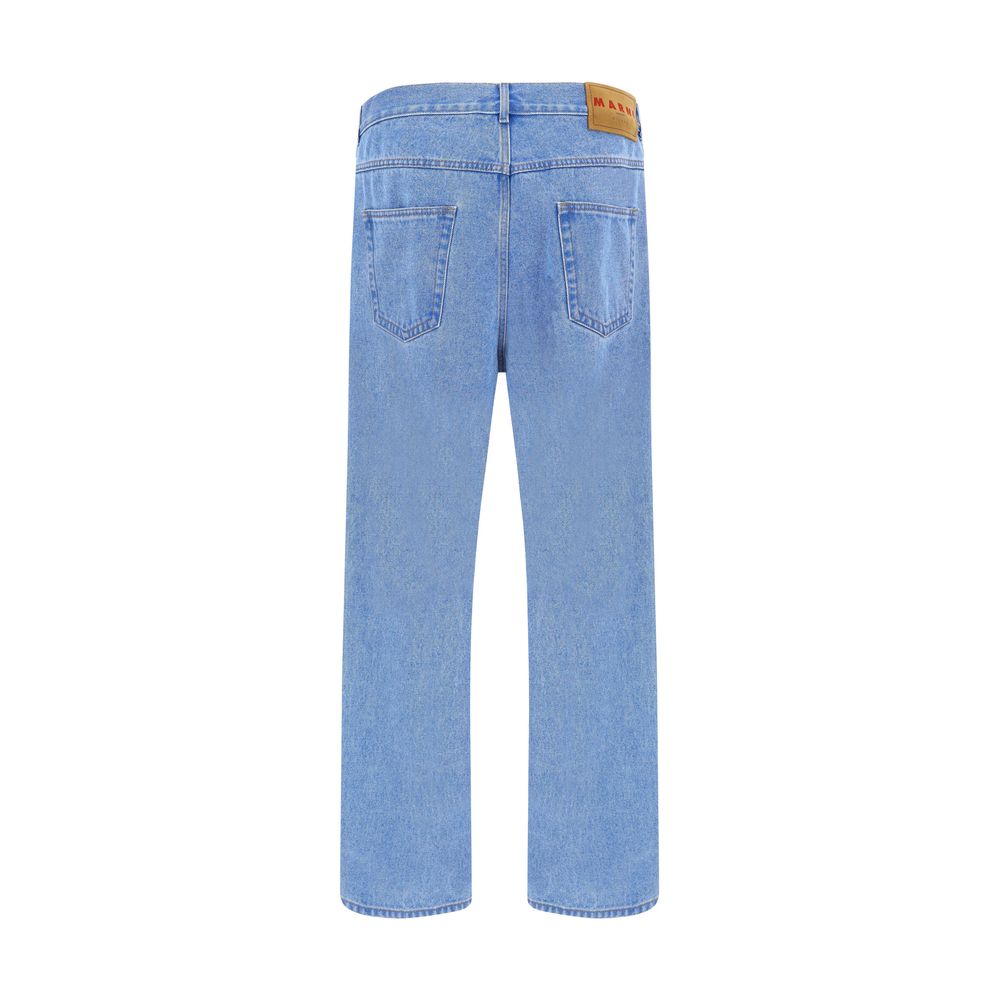 Marni Light Blue Cotton Straight-Leg Jeans Marni
