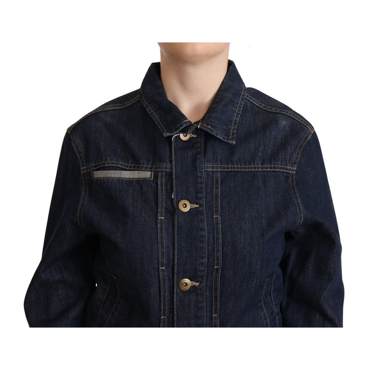 Master Coat Dark Blue Button Down Long Sleeves Denim Jacket Master Coat