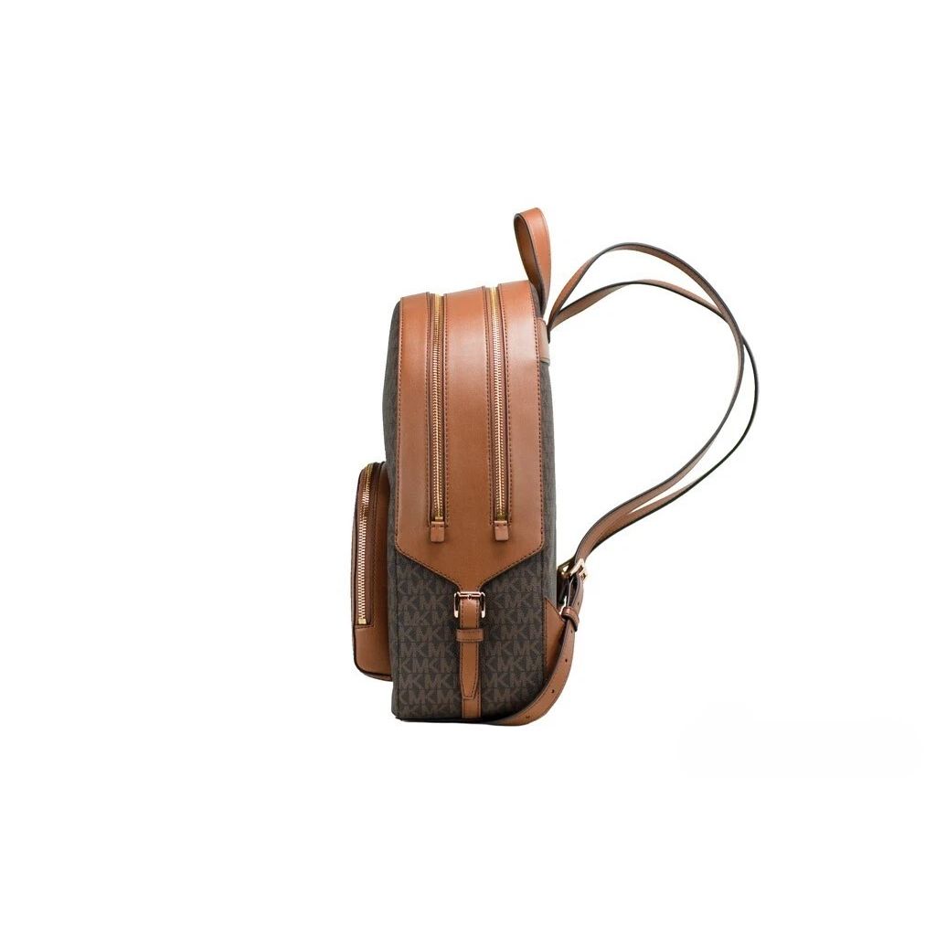 Michael Kors Jaycee Large Brown Signature PVC Shoulder Backpack Bookbag