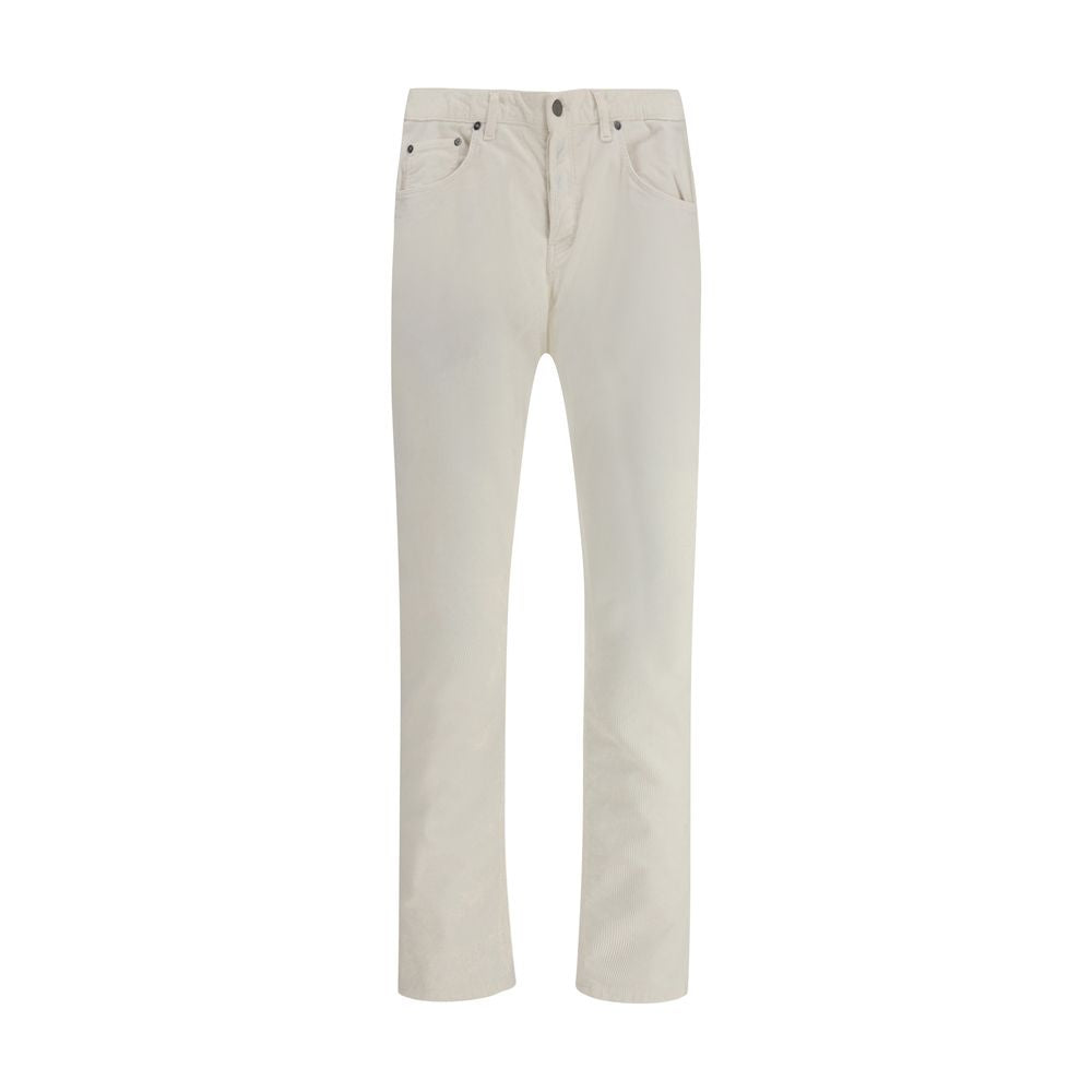 PT Torino White Cotton Casual Pants PT Torino