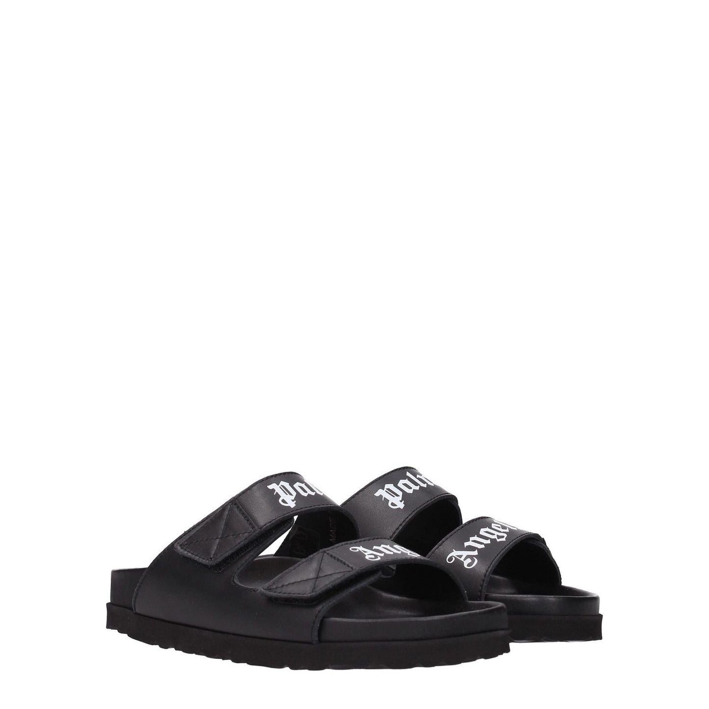 Palm Angels Black Leather Slippers Palm Angels
