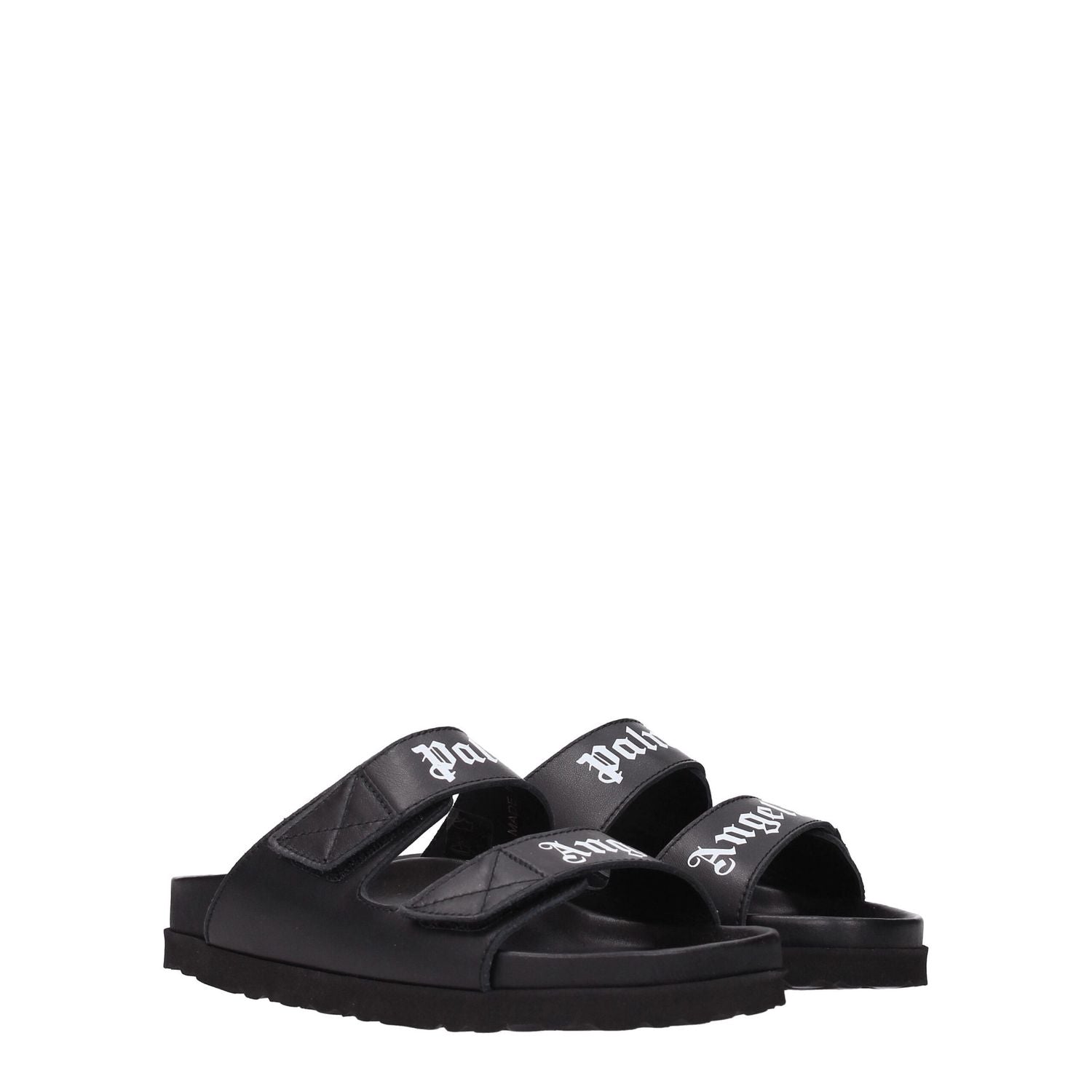 Palm Angels Black Leather Slippers