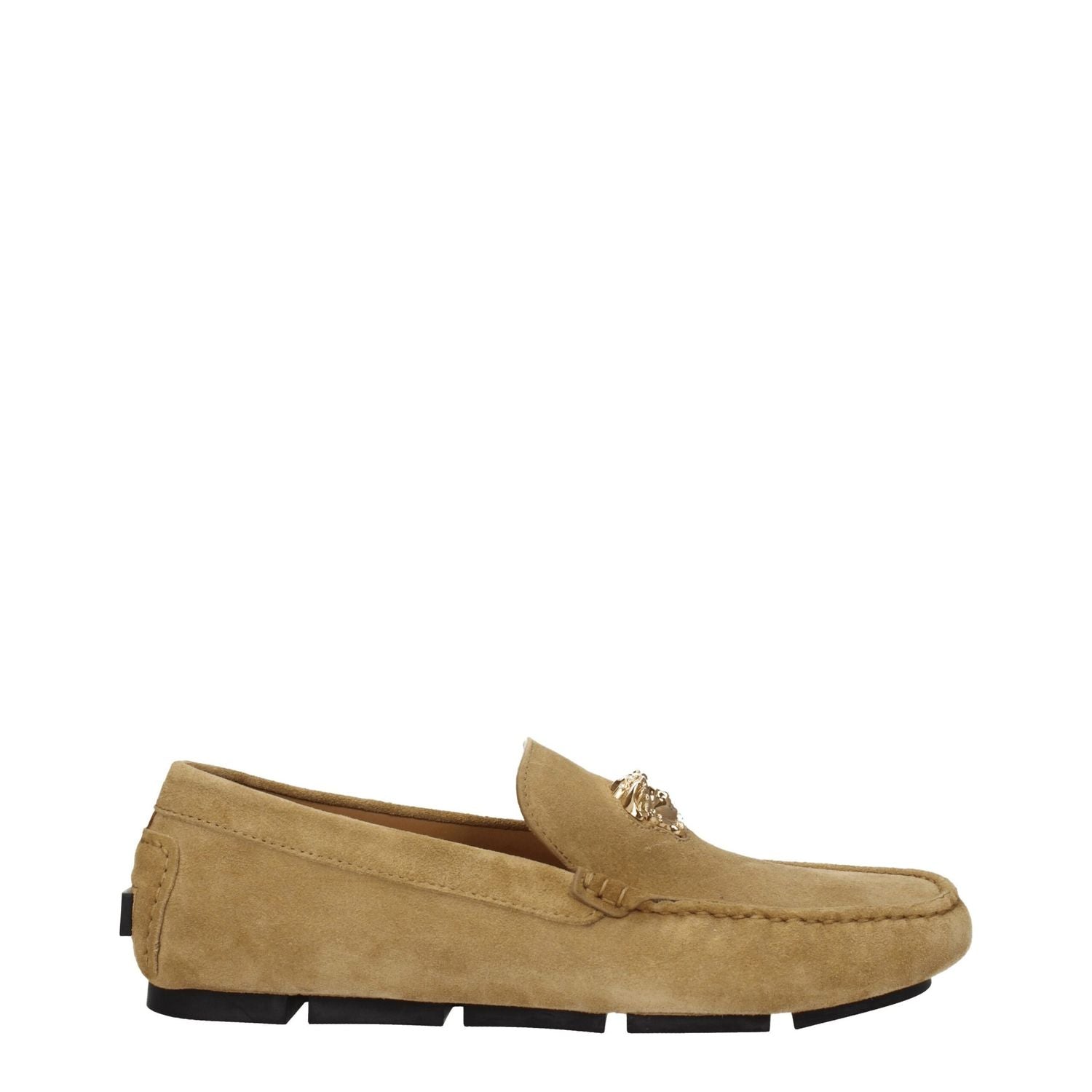 Versace Beige Leather Slip-On Loafers