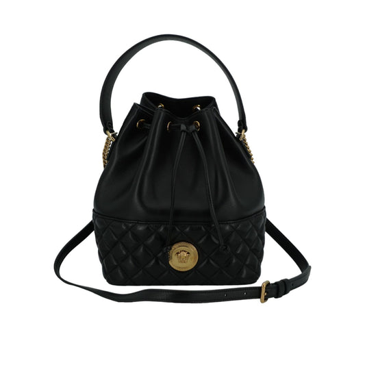Versace Black Lamb Leather Bucket Shoulder Bag Versace
