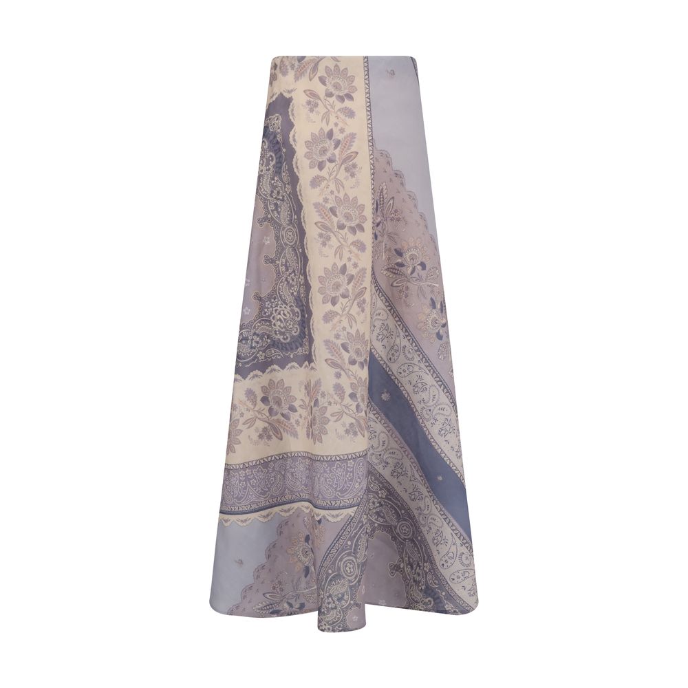Zimmermann Purple Linen Midi Skirt Zimmermann