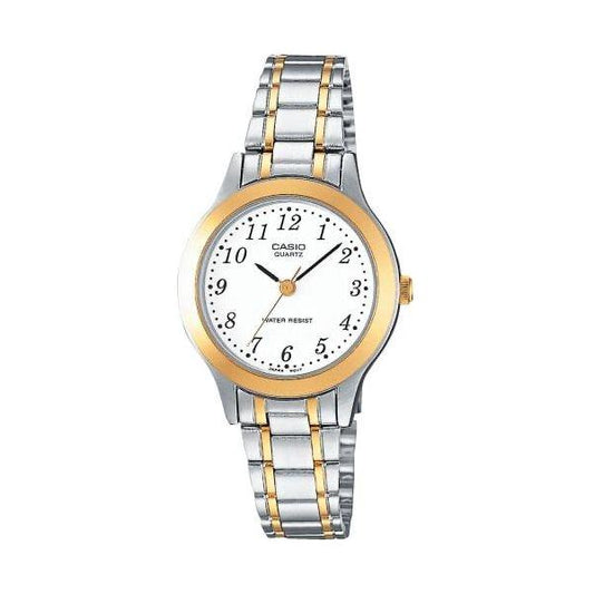 CASIO EU WATCHES LTP-1263PG-7BEG for women, 27mm stainless steel case, quartz movement, water resistant, mineral dial, SS bracelet.
