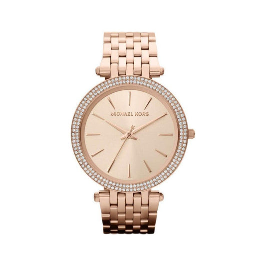 MICHAEL KORS Darci rose gold quartz wristwatch, 39mm, water resistant 5 ATM, mineral dial, luxury ladies' watch with official box