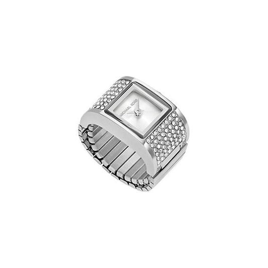 Michael Kors MK4884 silver watch with crystal accents and square face, elegant design